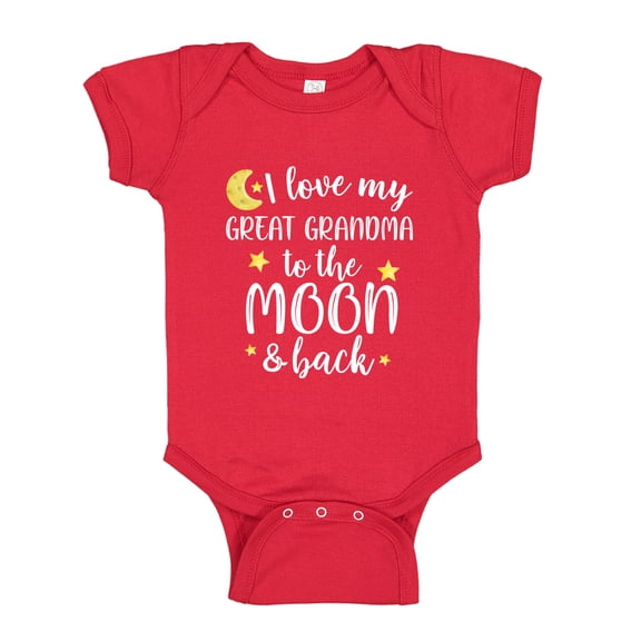 I Love My Great Grandma To The Moon And Back Baby Bodysuit One Piece NB Red