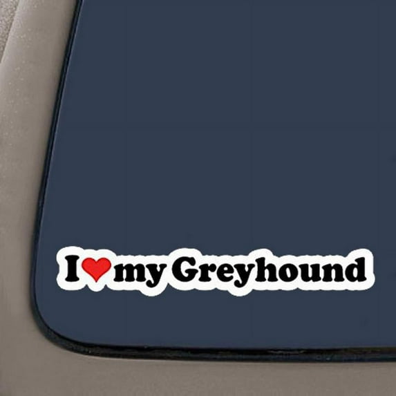 I Love My Greyhound Decal | 2-Pack | 7.5-Inches Wide | Car Truck Van SUV Laptop Macbook Wall Decals
