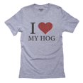 thumbnail image 1 of I Love My Hog Red Heart Motorcycle Biker Pride Men's Grey T-Shirt, 1 of 2