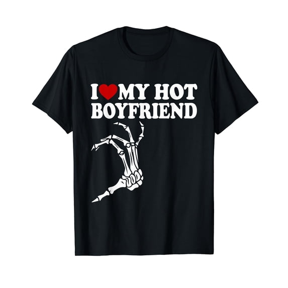 I Love My Hot Boyfriend I Heart My Hot BF Couple Valentines T-Shirt