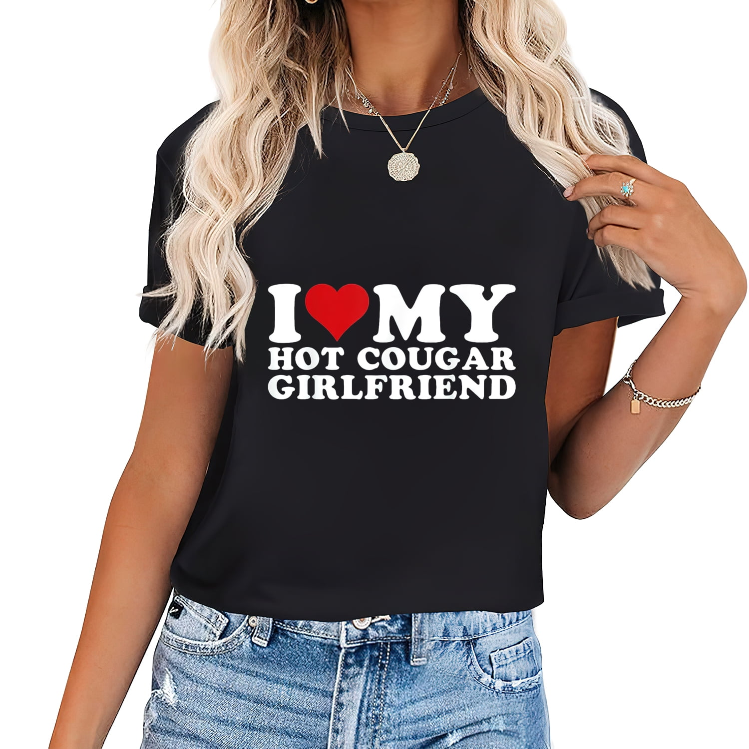 I Love My Hot Cougar Girlfriend I Heart My Hot Cougar Gf T-Shirt -  Walmart.com