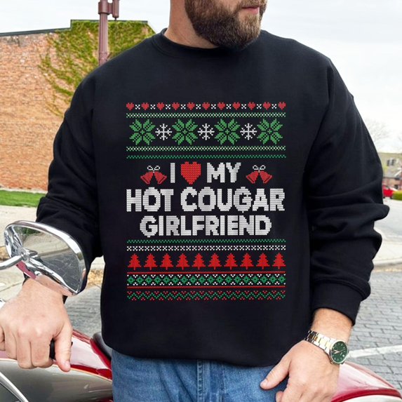 I Love My Hot Cougar Girlfriend Sweater, My Gf Is A Cougar Sweatshirt, I Heart My Cougar Gf Shirt, Boyfriend Sweatshirt All Size S-5XL