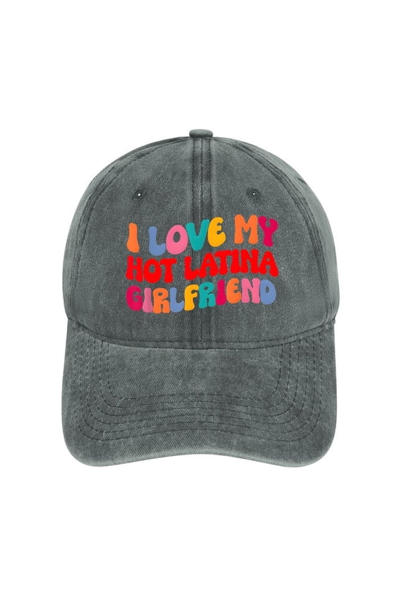I Love My Hot Latina Girlfriend Gray Baseball Cap for Men Women, Adjustable Snapback Hats Cotton Hat