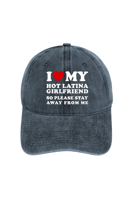 I Love My Hot Latina Girlfriend Navy Baseball Cap for Men Women, Adjustable Snapback Hats Cotton Hat