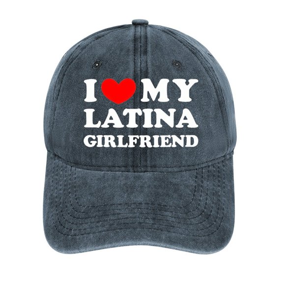 I Love My Hot Latina Girlfriend Navy Baseball Cap for Men Women, Adjustable Snapback Hats Cotton Hat