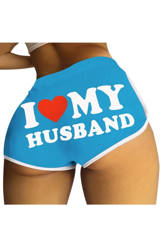 I Love My Husband Booty Shorts Womens Sexy High Waisted Yoga Dance Hot Pants Butt Lifting Biker Shorts Leggings