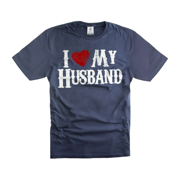 I Love My Husband Shirt Valentine's Day Gift For Her Anniversary Gifts Shirt For Wife Wifey Tee (Medium Navy Blue)