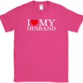 thumbnail image 1 of I Love My Husband T-Shirt Marriage Wife Gift Newly Wed His Her Text Tee - Pink, 4XL, 1 of 1