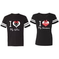 thumbnail image 1 of I Love My Husband Wife Matching Couple Cotton Jerseys (Men Black / Women Black) (Men M / Women XXL), 1 of 3