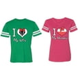 thumbnail image 1 of I Love My Husband Wife Matching Couple Cotton Jerseys (Men Green / Women Pink) (Men XXL / Women M), 1 of 3