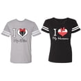 thumbnail image 1 of I Love My Husband Wife Matching Couple Cotton Jerseys (Men Heather / Women Black) (Men S / Women S), 1 of 3