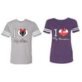 thumbnail image 1 of I Love My Husband Wife Matching Couple Cotton Jerseys (Men Heather / Women Purple) (Men XL / Women XXL), 1 of 3