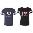 thumbnail image 1 of I Love My Husband Wife Matching Couple Cotton Jerseys (Men Navy / Women Black) (Men S / Women S), 1 of 3
