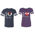 thumbnail image 1 of I Love My Husband Wife Matching Couple Cotton Jerseys (Men Navy / Women Purple) (Men S / Women S), 1 of 3