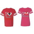 thumbnail image 1 of I Love My Husband Wife Matching Couple Cotton Jerseys (Men Red / Women Pink) (Men M / Women L), 1 of 3