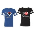thumbnail image 1 of I Love My Husband Wife Matching Couple Cotton Jerseys (Men Royal / Women Black) (Men M / Women XL), 1 of 3