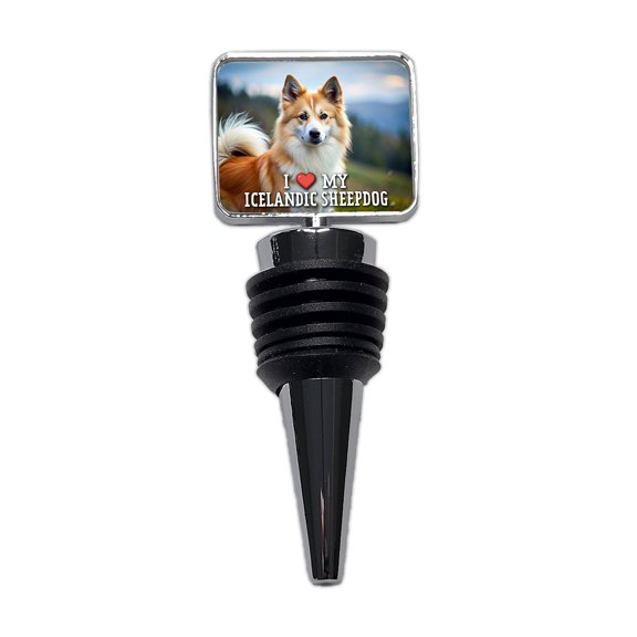 I Love My Icelandic Sheepdog Dog Heart Wine Bottle Stopper Cap Plug