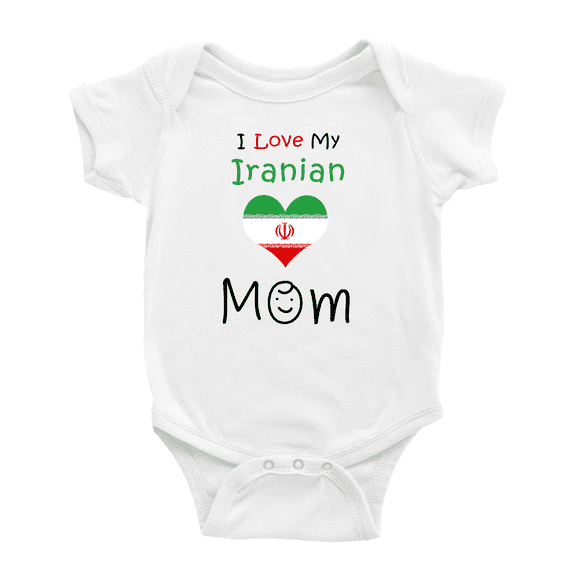 I Love My Iranian Mom Cute Baby Bodysuit Baby Clothes (White, 18-24 Months)