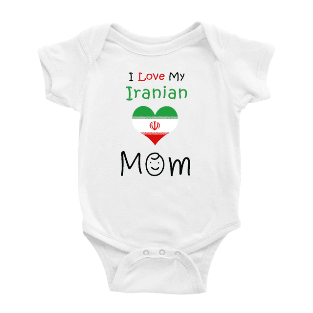 I Love My Iranian Mom Cute Baby Bodysuit Baby Clothes (White, 18-24 Months)