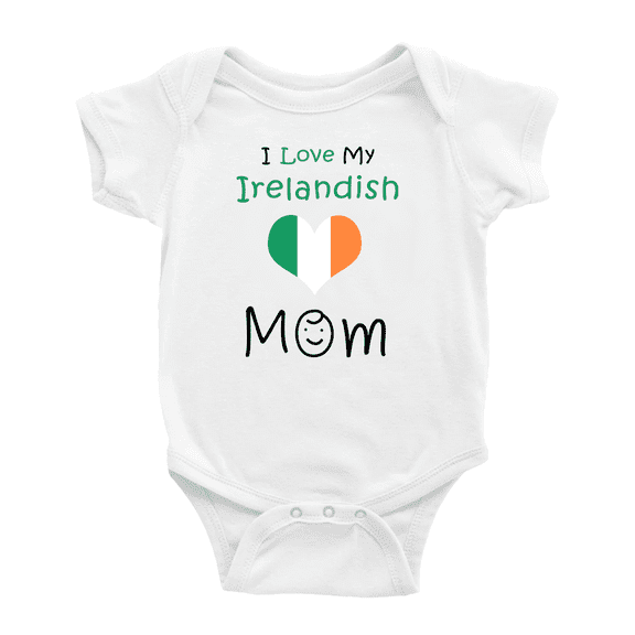 I Love My Irelandish Mom Cute Baby Rompers Baby Bodysuit (White, 18-24 Months)