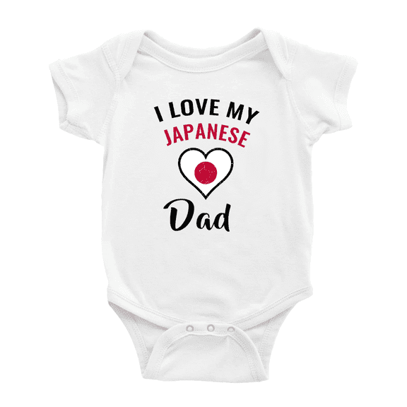 I Love My Japanese Dad Heart Flag Cute Baby Bodysuit Newborn Clothes Outfits (White, 12-18 Months)