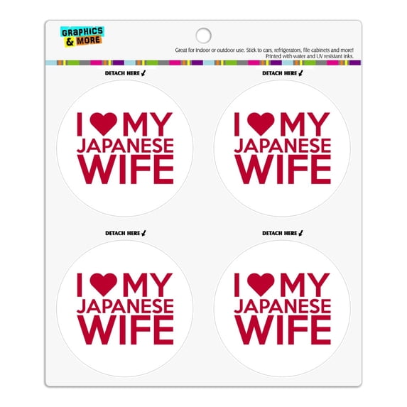I Love My Japanese Wife Refrigerator Fridge Locker Vinyl Circle Magnet Set