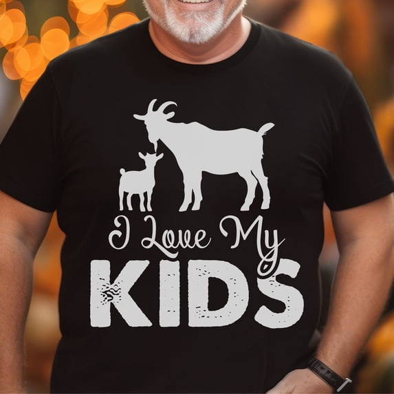 I Love My Kids Goat Shirt, Goat Lover Gift, Cute Kid Goat Shirts For Men and Women, Funny Farmer Tee, Goat Lover Gift, Funny Goat Kid Shirt (Colors:Black; Sizes:3XL;)