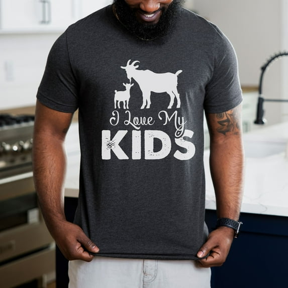 I Love My Kids Goat Shirt, Goat Lover Gift, Cute Kid Goat Shirts For Men and Women, Funny Farmer Tee, Goat Lover Gift, Funny Goat Kid Shirt (Colors:Dark Grey Heather; Sizes:M;)