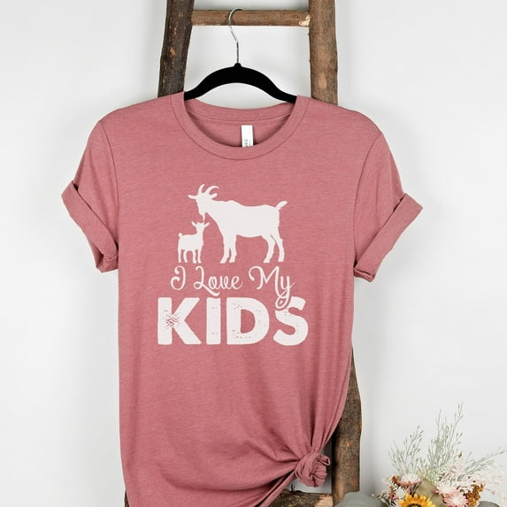 I Love My Kids Goat Shirt, Goat Lover Gift, Cute Kid Goat Shirts For Men and Women, Funny Farmer Tee, Goat Lover Gift, Funny Goat Kid Shirt (Colors:Heather Mauve; Sizes:M;)