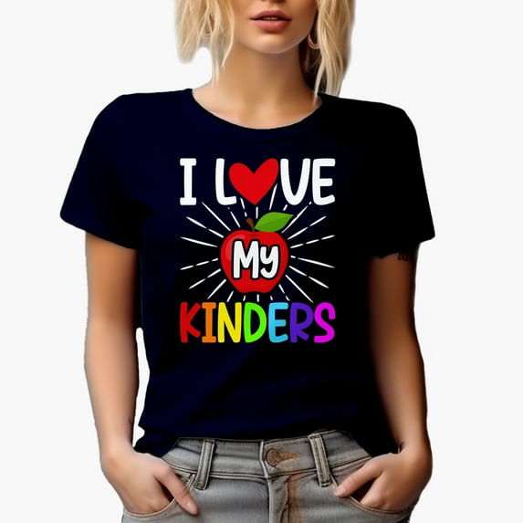 I Love My Kinders, School Kindergarten Teacher, Navy Blue T-Shirt, Large