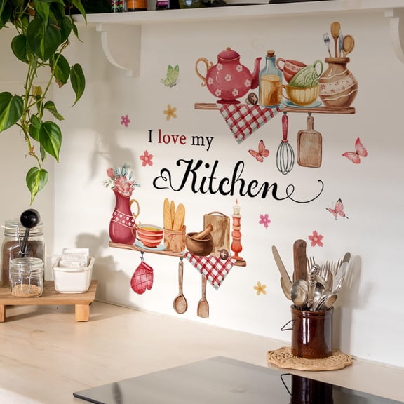 I Love My Kitchen Wall Sticker Food Lettering Quotes Saying Wall Decals Kitchen Dining Room Restaurant Wall Decor