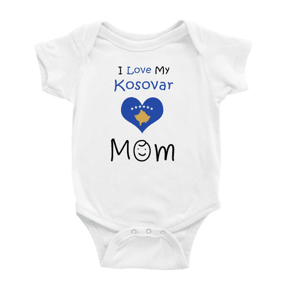 I Love My Kosovar Mom Baby Bodysuit Newborn Clothes Outfits (White, 18-24 Months)