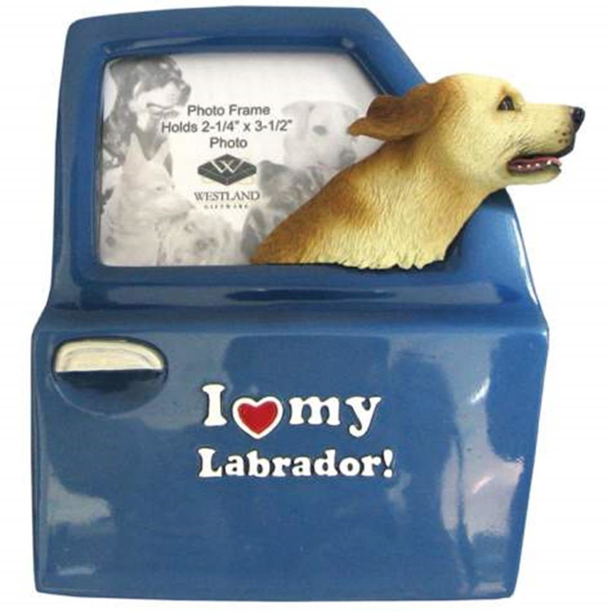 Labrador Photo Frame I Love My Labrador Inscription Photo Frame with Dog Head Out Window ...