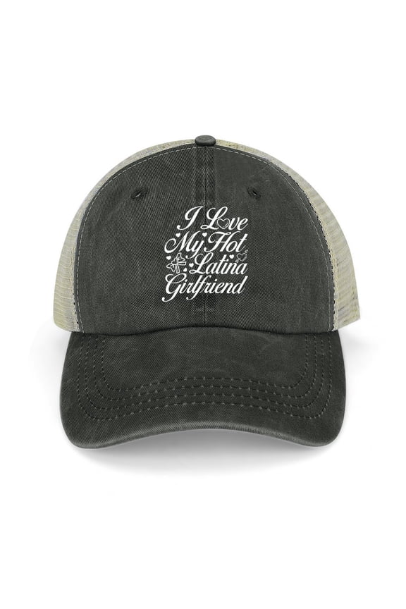 I Love My Latina Girlfriend Black Hat Adjustable Funny Fashion Unisex Baseball Cap for Men Women