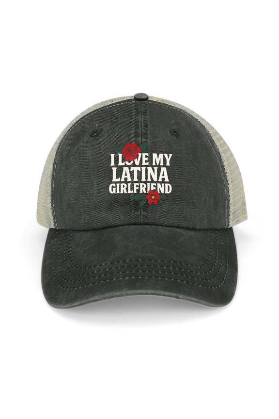 I Love My Latina Girlfriend Black Unisex Vintage Washed Cotton Baseball Cap Adjustable Size Dad Hat