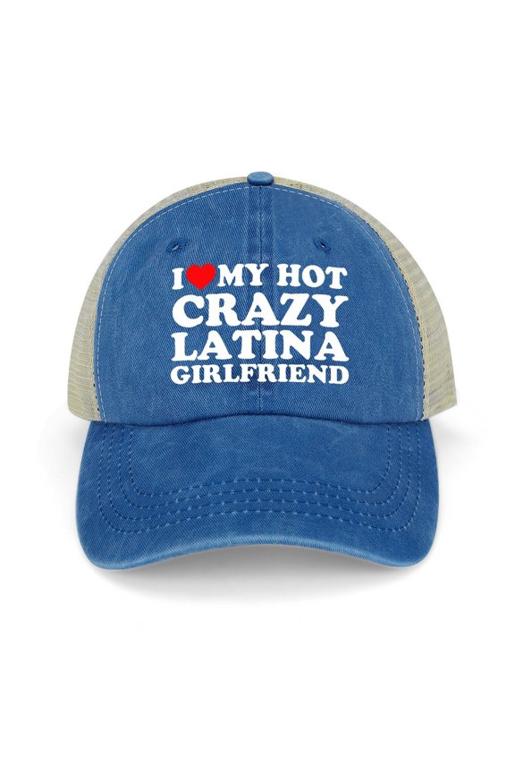 I Love My Latina Girlfriend Dark Blue Hat Adjustable Funny Fashion Unisex Baseball Cap for Men Women