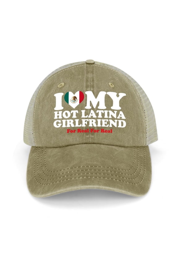 I Love My Latina Girlfriend Khaki Hat Adjustable Funny Fashion Unisex Baseball Cap for Men Women