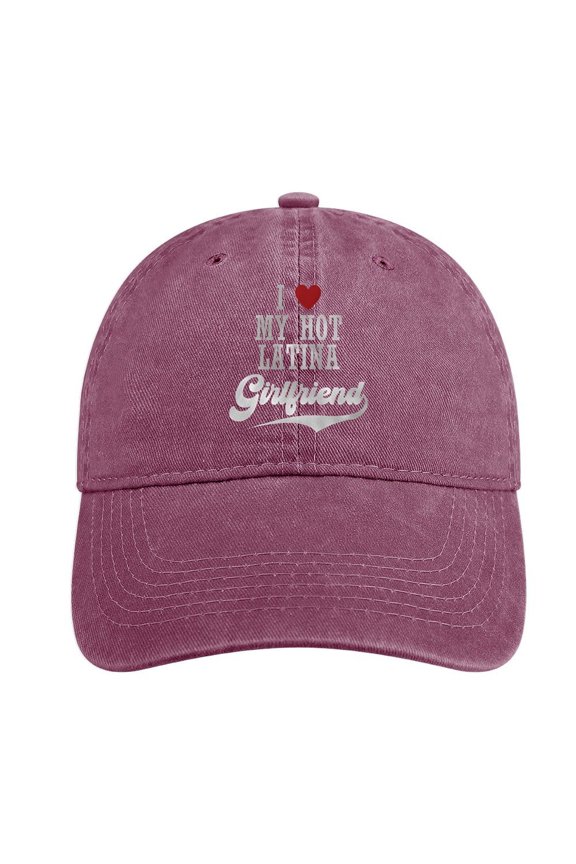 I Love My Latina Girlfriend Wine Red Hat Adjustable Funny Fashion Unisex Baseball Cap For Men Women