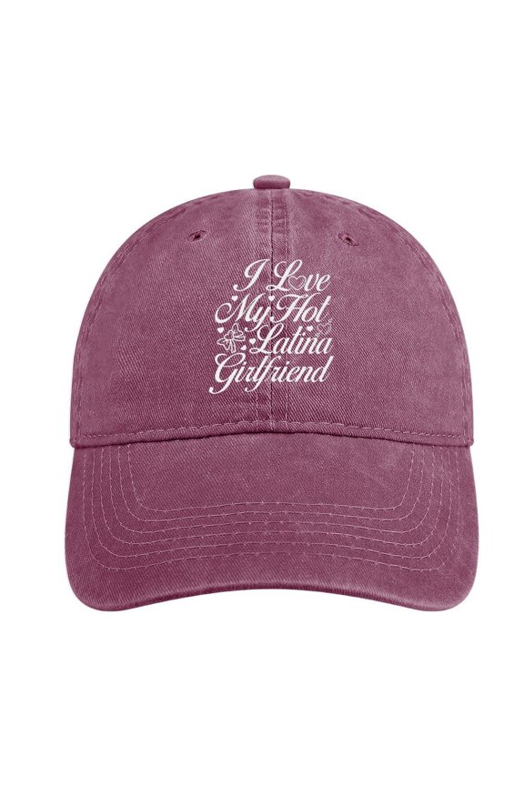 I Love My Latina Girlfriend Wine Red Hat Adjustable Funny Fashion Unisex Baseball Cap For Men Women
