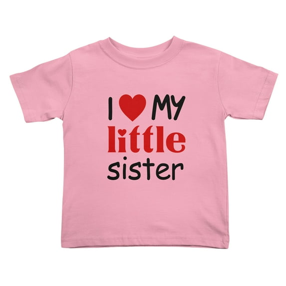I Love My Little Sister Cute Toddler T Shirts for Boys Girls (Pink, Youth XL)