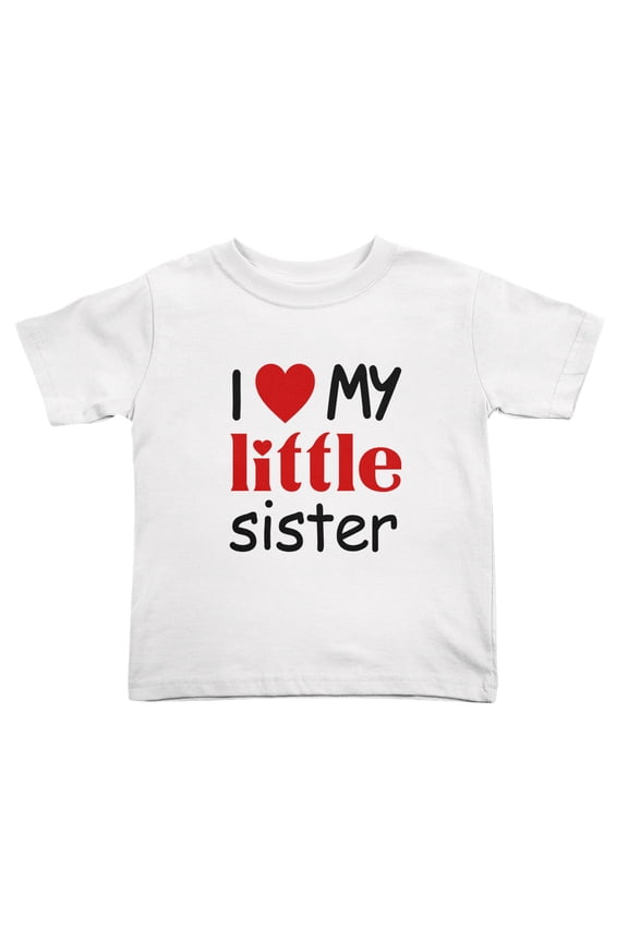 I Love My Little Sister Cute Toddler T Shirts for Boys Girls (White, Youth XL)