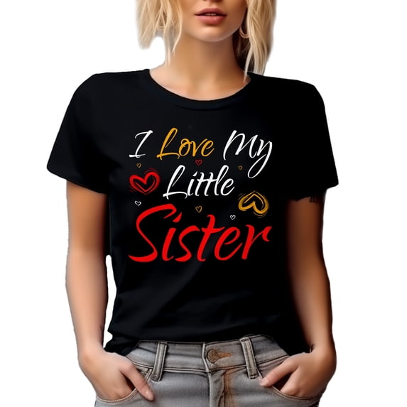 I Love My Little Sister - From an Older Sister, Brother or Sibling, Black T-Shirt, Large