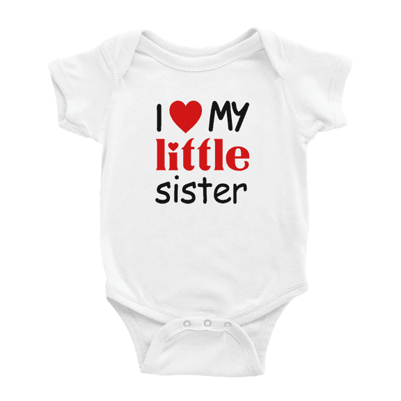 I Love My Little Sister Funny Baby Bodysuit Shirts For Boy Girl