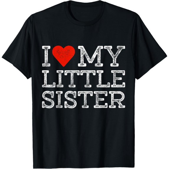 I Love My Little Sister Red Heart I Heart My Little Sister T-Shirt