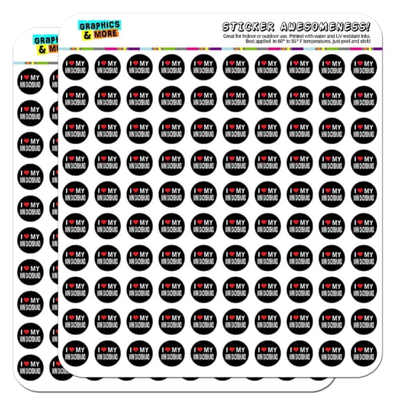I Love My Mini Dachshund Stylish 1/2" (0.5") Scrapbooking Crafting Stickers