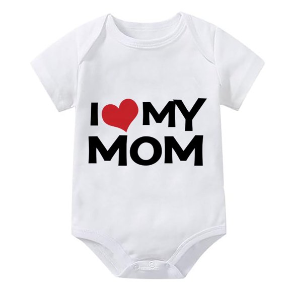 I Love My Mom Baby Rompers Boy Short Sleeve Cotton Romper Baby Girl White Baby Boy Going Home Outfit Summer