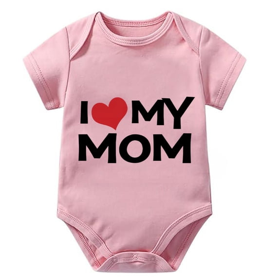 I Love My Mom Coming Home Outfit for Baby Girl Newborn Short Sleeve Boys Newborn Outfit White Plain Onsies3-6 Months