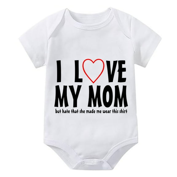 I Love My Mom Gender Neutral Coming Home Outfit Newborn Short Sleeve Baby Boy Cotton Romper White Infant Rompers 6-9 Months