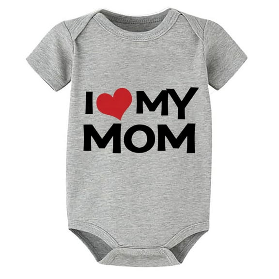 I Love My Mom Infant Rompers Girl Short Sleeve Boys Newborn Outfit White Boy Rompers 12-18 Months