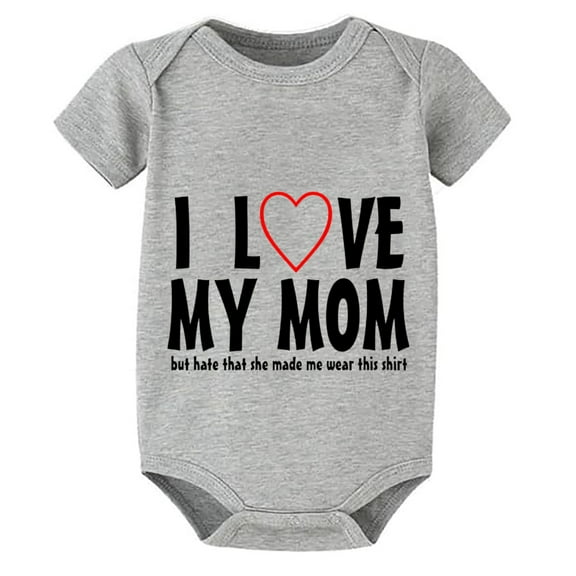 I Love My Mom Newborn Bodysuits Short Sleeve Gender Neutral Baby Outfits White Baby Girls' One-piece Rompers